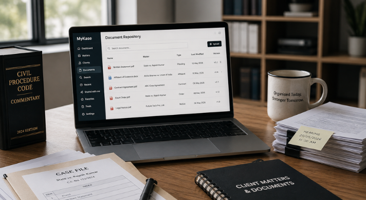 Legal document management system for Indian law firms with searchable matter-linked files